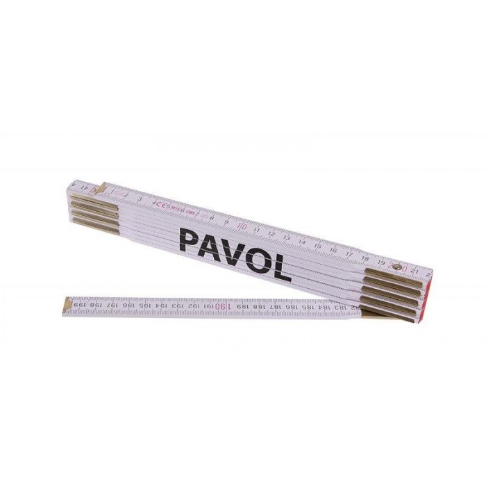 Metr skládací 2m PAVOL (PROFI, bílý, dřevo)